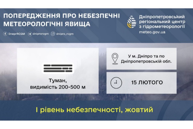 Внимание! В Днепропетровской области ожидается осложнение погодных условий