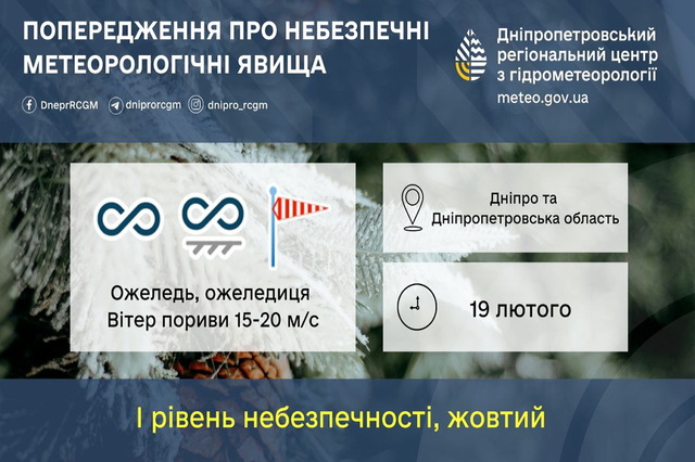 Внимание! В Днепре и области ожидается гололедица и сильные порывы ветра