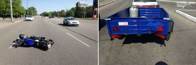 В Днепропетровске на Правде мотоцикл столкнулся с легковушкой