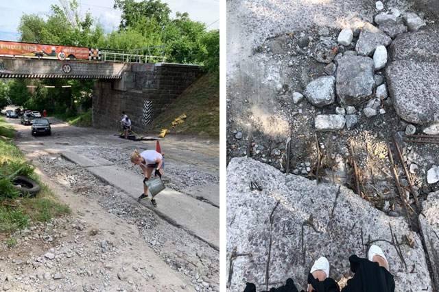 Жители Днепра продолжают своими силами ремонтировать «убитые» дороги