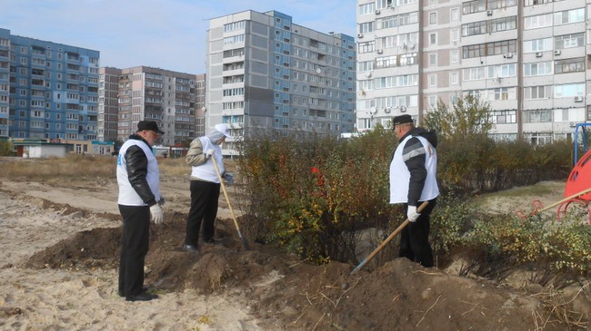В Каменском состоялась акция по озеленению модульного городка для переселенцев