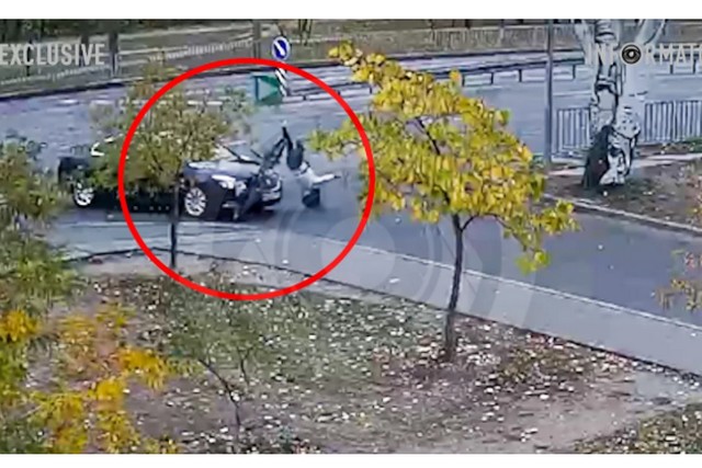 В Днепре на Набережной Заводской водитель Buick сбил велосипедистку: видео момента ДТП