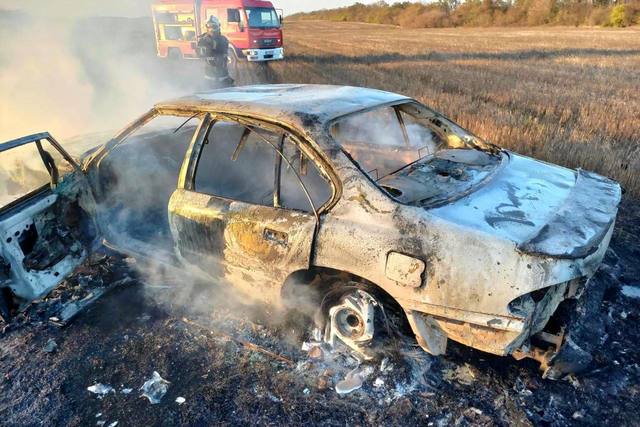 Под Днепром огонь от сухой травы уничтожил автомобиль